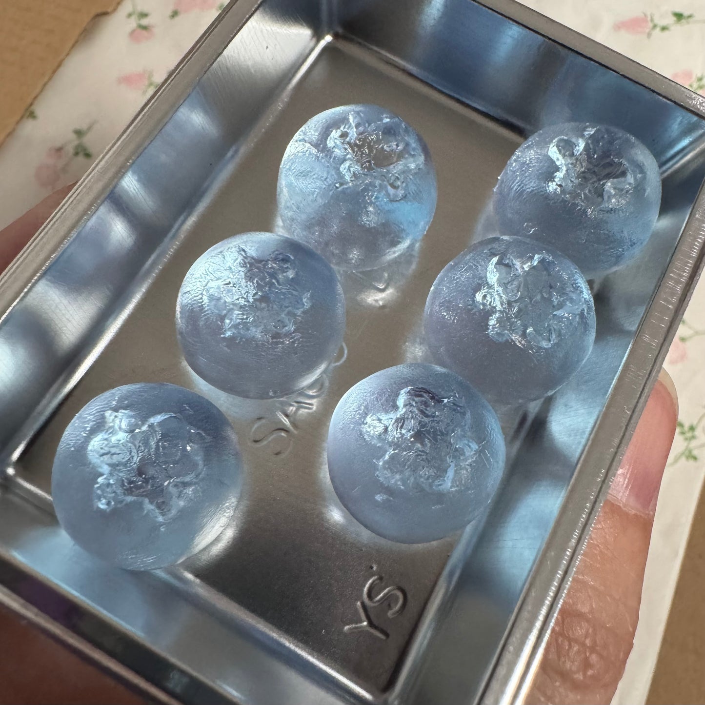 6pcs Mini Blue Transparent Blueberry Taba Squishy Toy