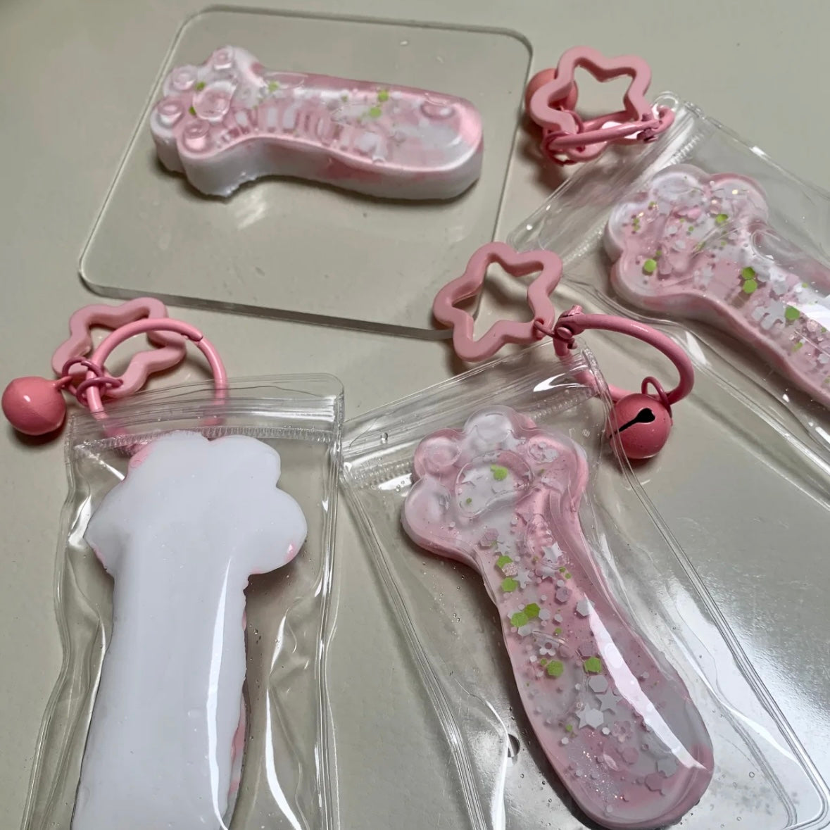 Mini Transparent Pink Cat's Paw Taba Squishy Toy