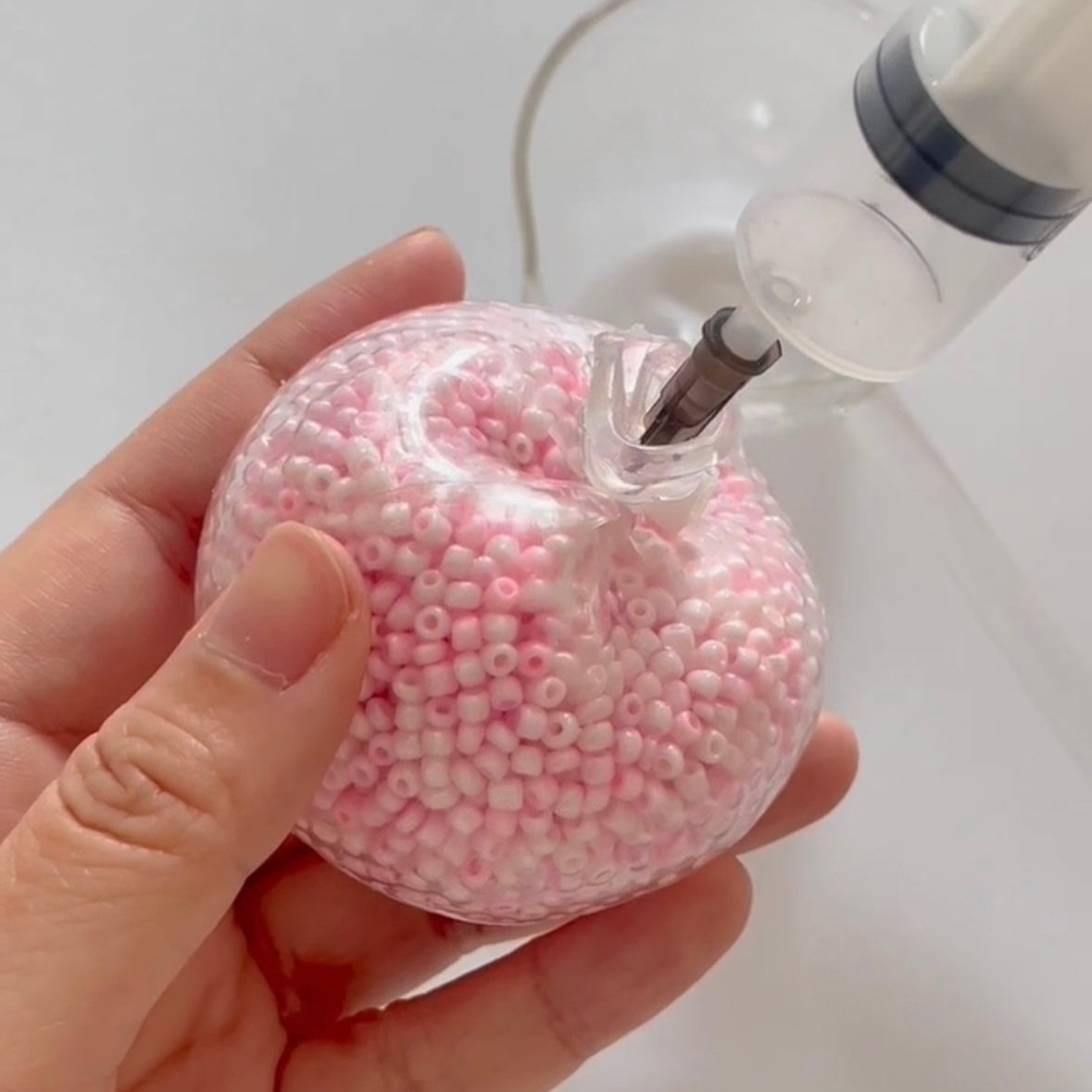 Pink Mini Bead Handmade Stress Balls
