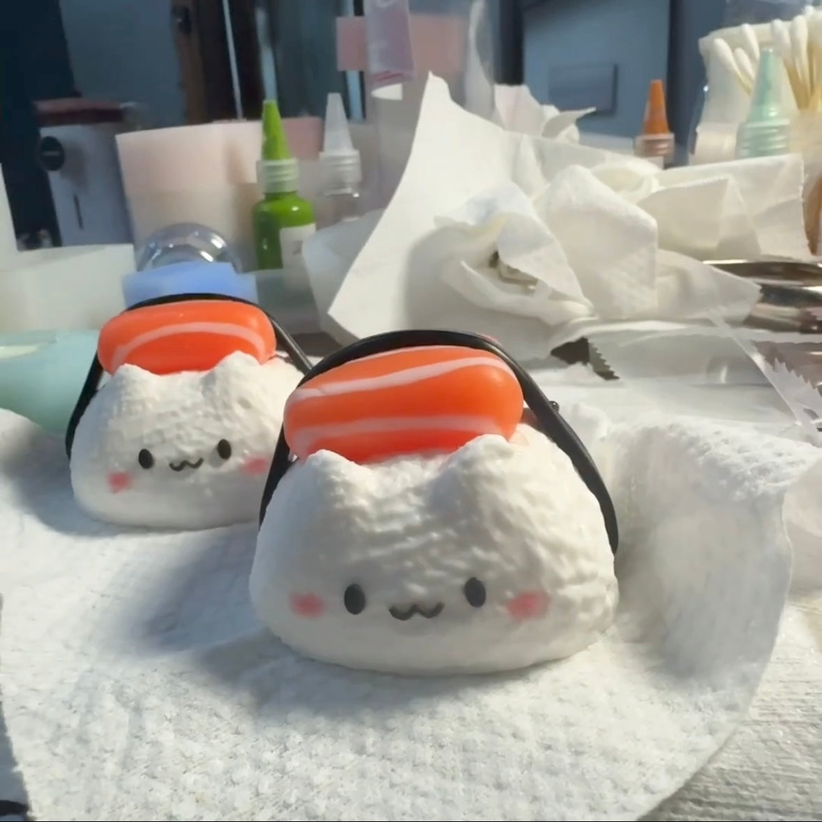 Kitty Salmon Sushi Taba Squishy Toy