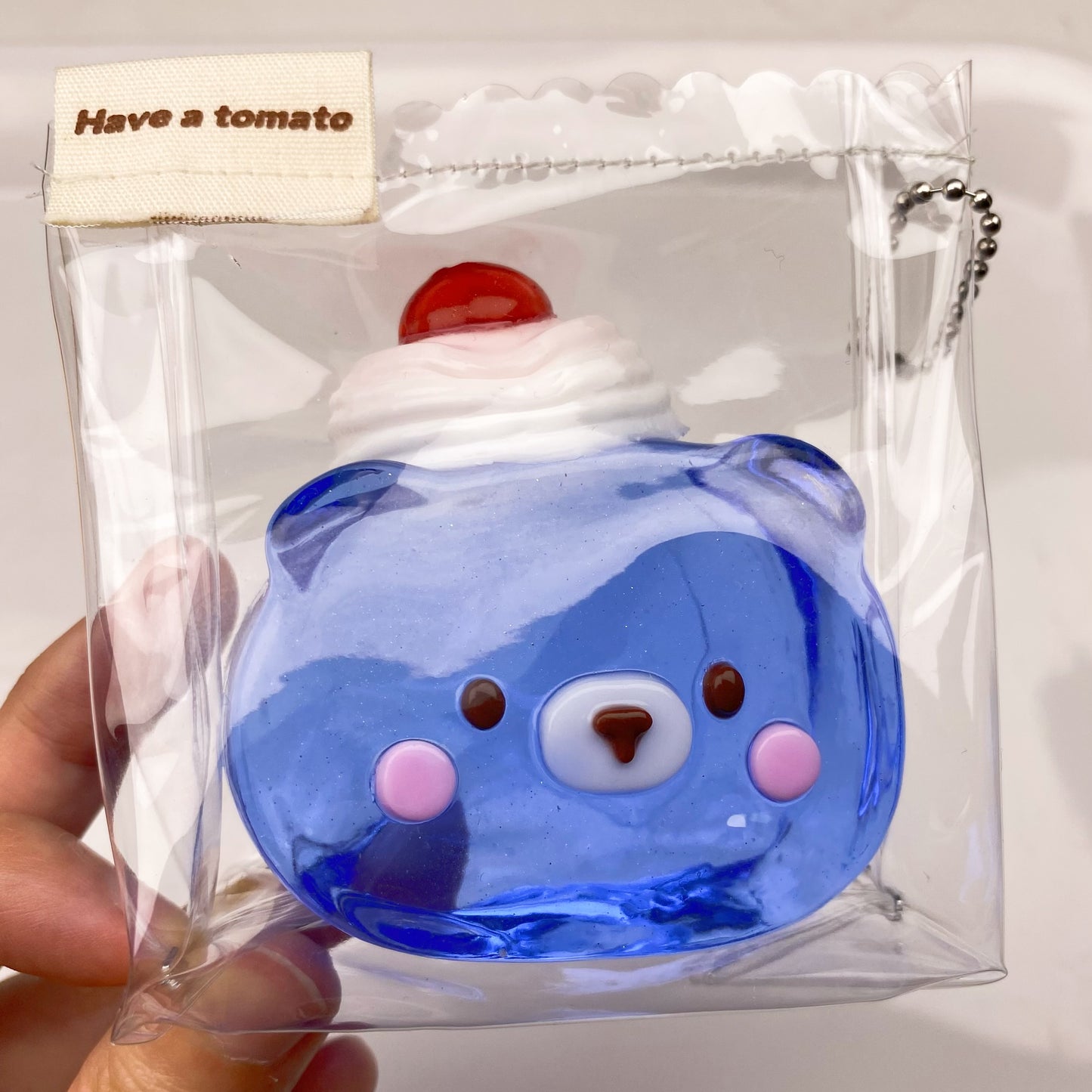 Handmade Transparent Blue Bear Taba Squishy Toy