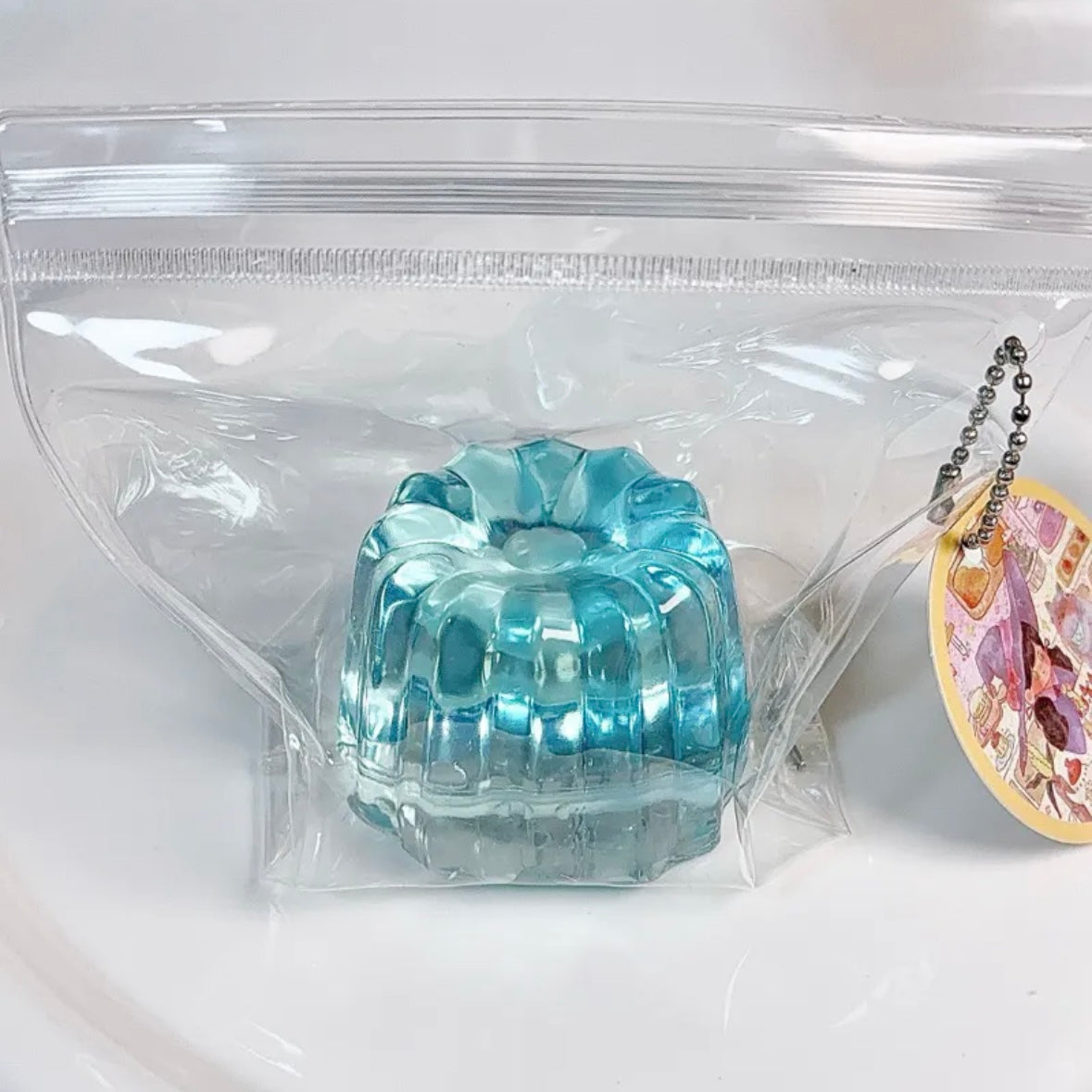Handmade Silicone Transparent Blue Dessert Canula Cake Squishy Toy