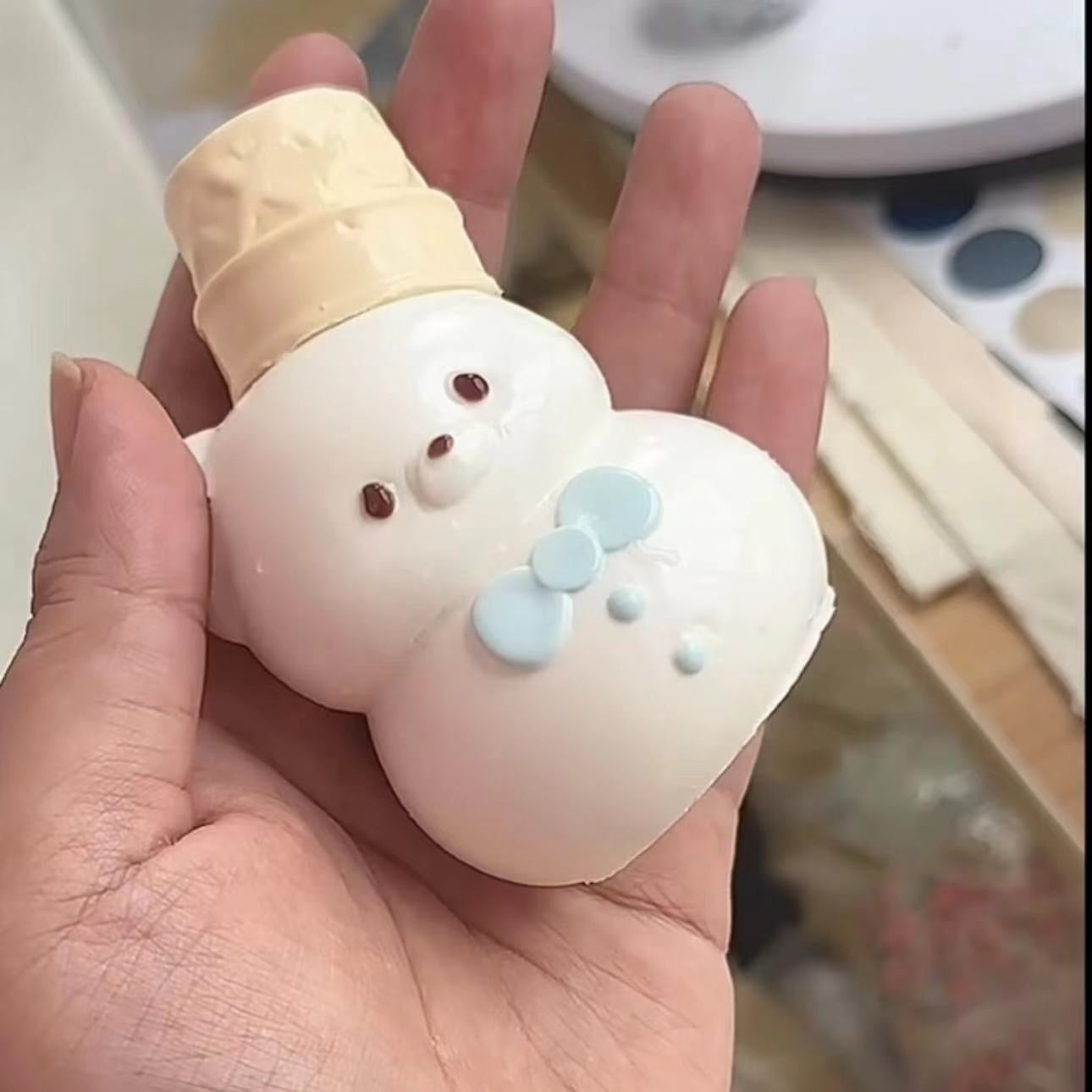 Handmade Snow Bear Squishy Stress Relief Toy - Christmas Series