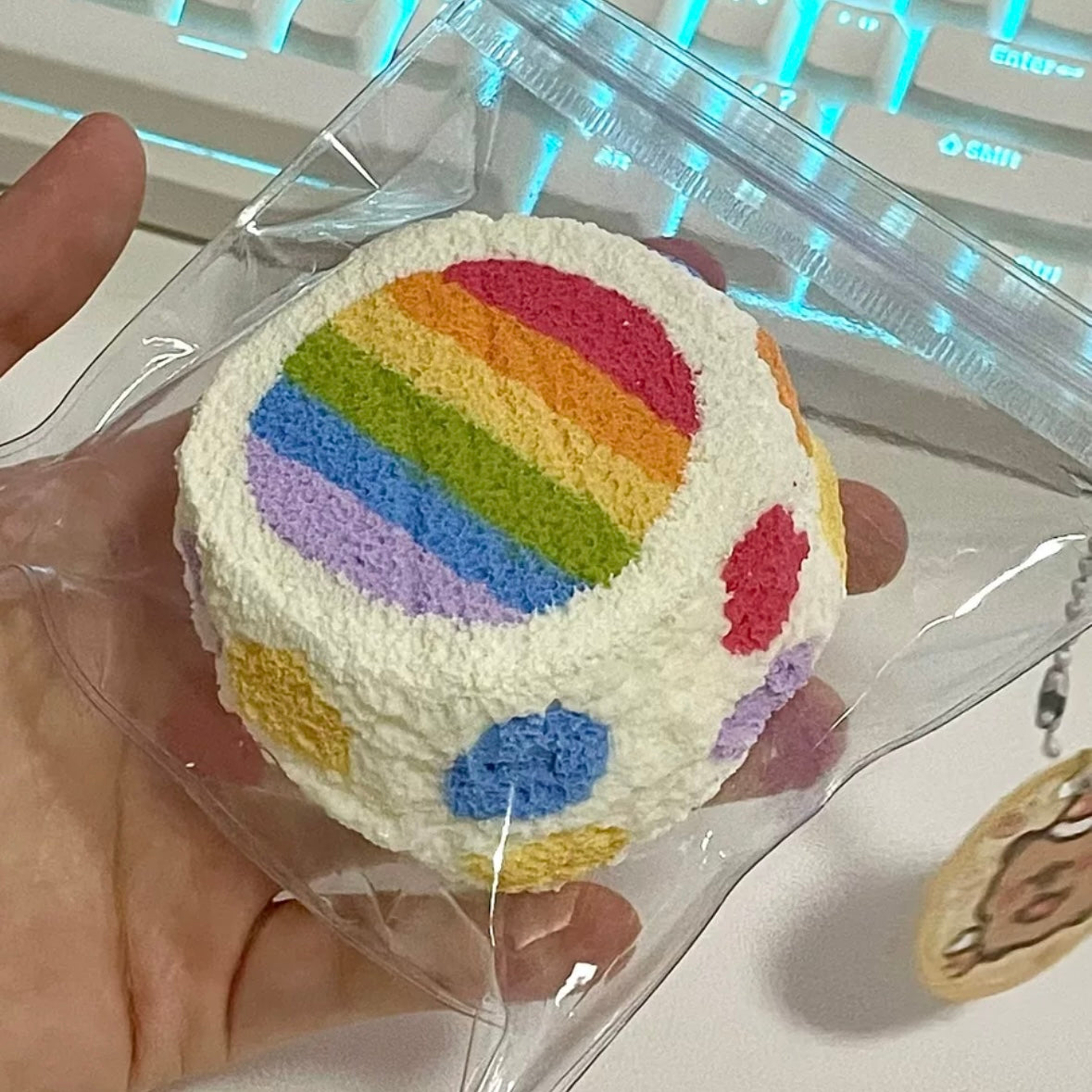Handmade Rainbow Toast Taba Squishy Toy