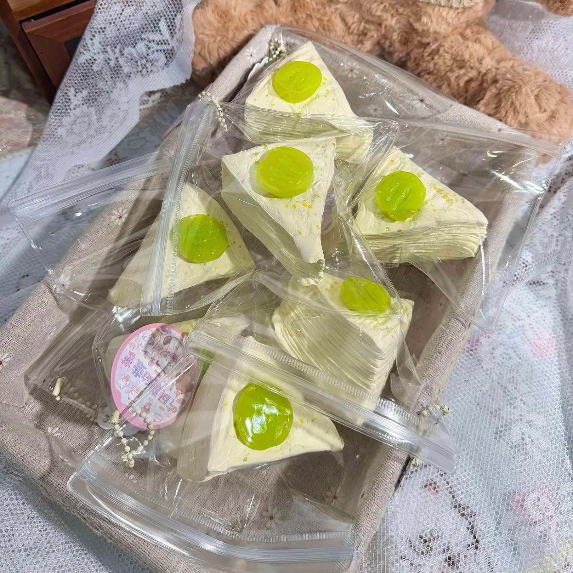 Handmade Green Grape Cake Taba Squishy Toy