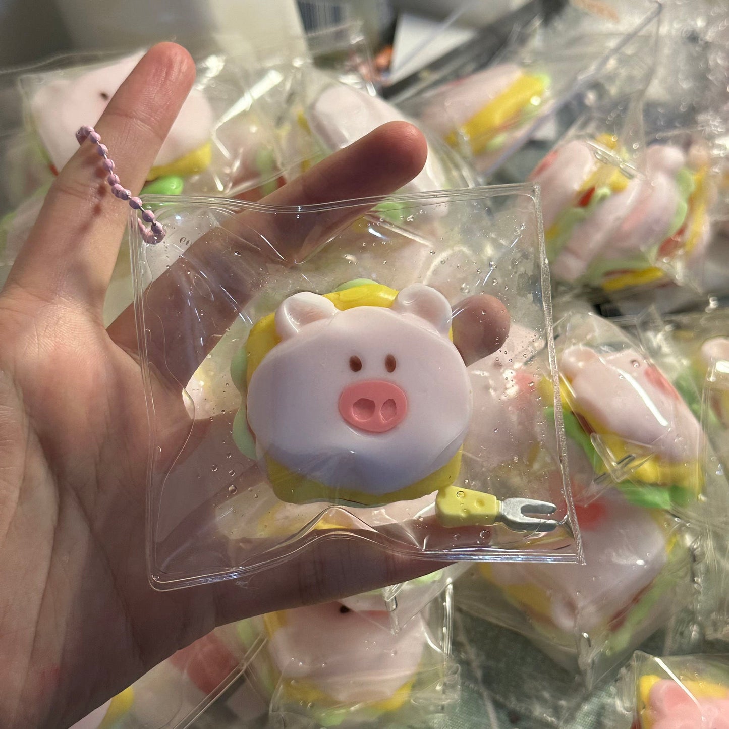 Handmade Mini Pig Hamburger Taba Squishy Toy