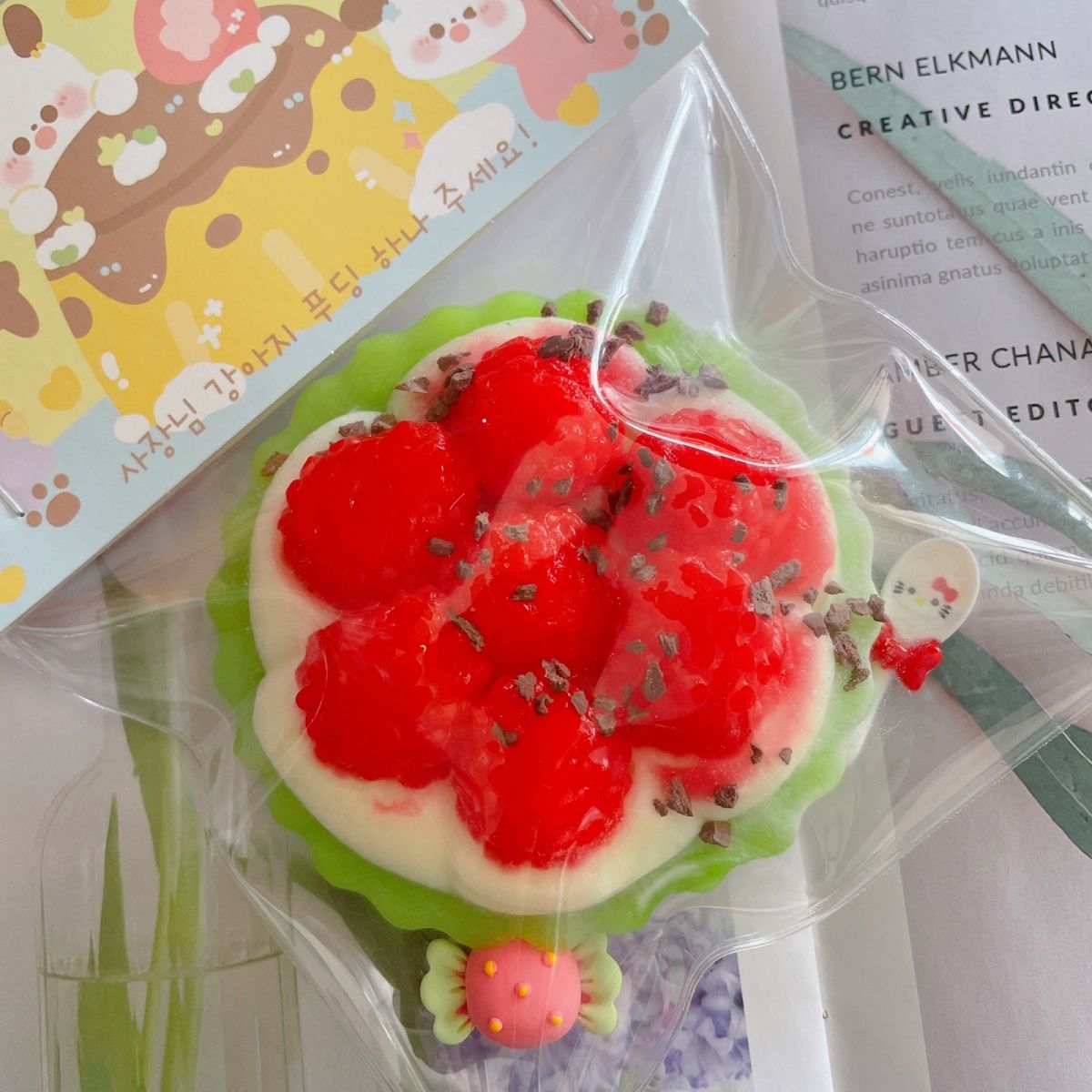 Handmade Silicone Raspberry Strawberry Tart Stress Relief Squishy Toy