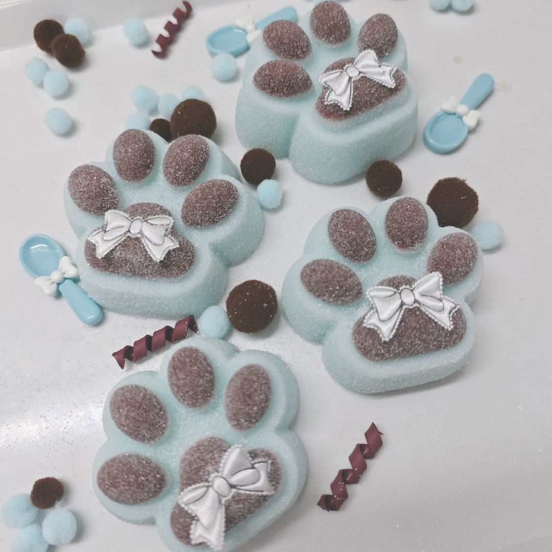 Handmade Silicone Cat's Paw Stress Relief Squishy Toy-- Blue & Brown