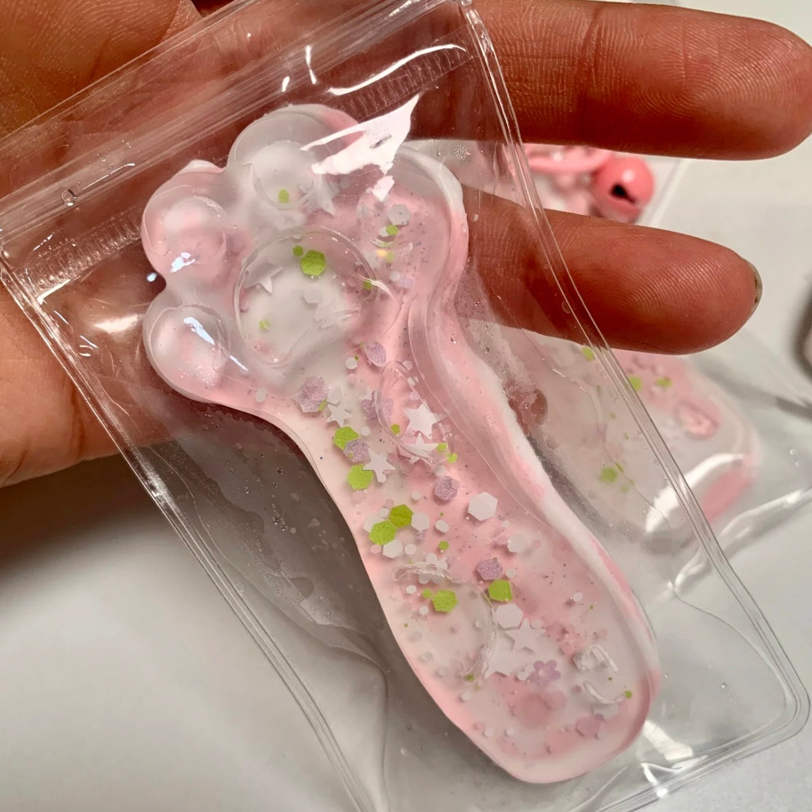 Mini Transparent Pink Cat's Paw Taba Squishy Toy