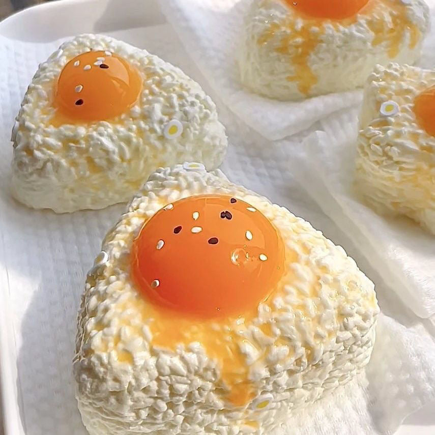 Handmade Silicone Rice Ball with Eggs Stress Relief Squishy Toy