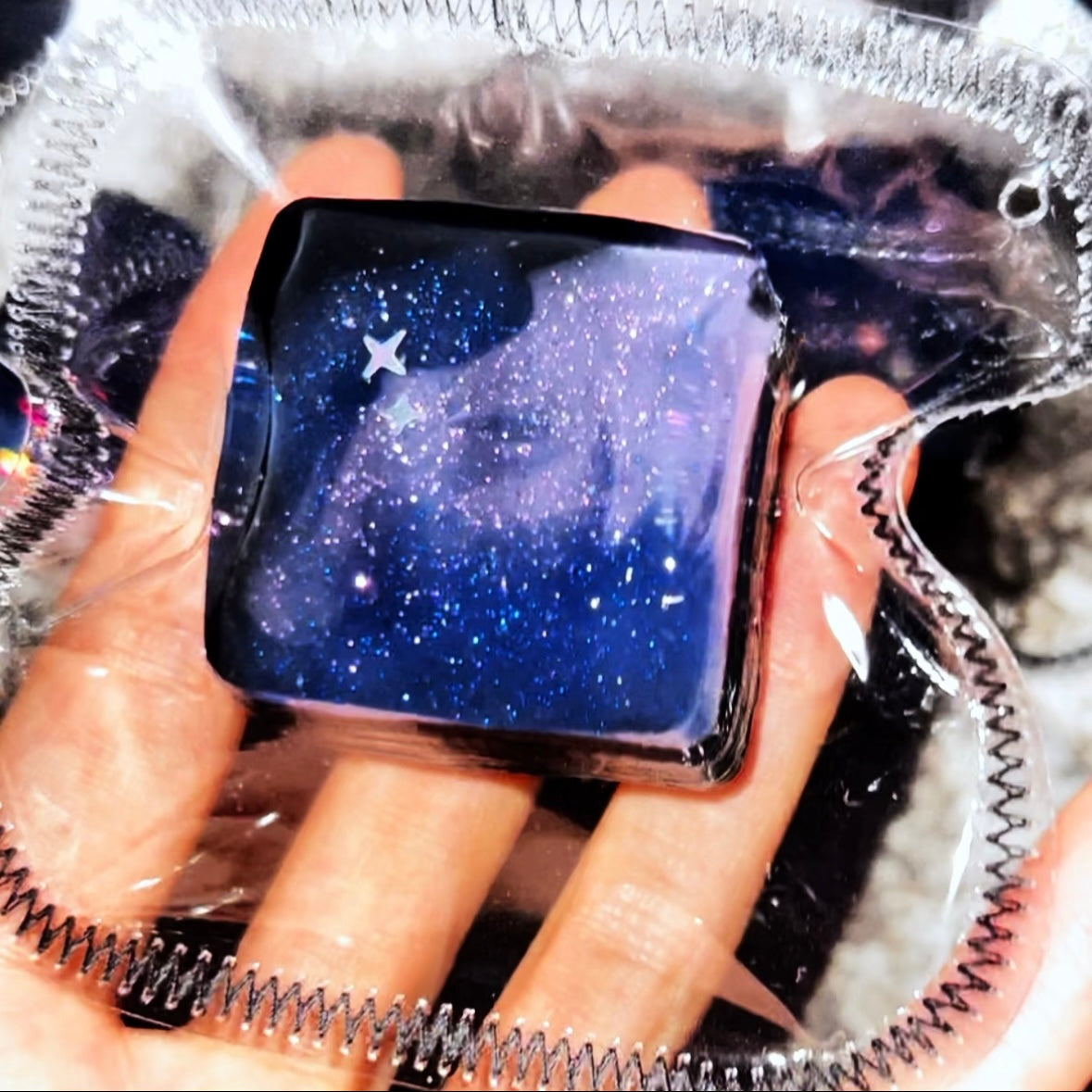 Transparent Handmade Cosmic Strips / Mini Cube Taba Squishy Toy Stress Ball