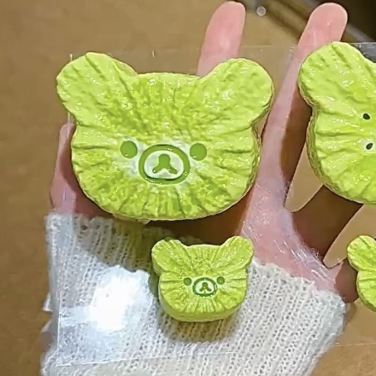 2pcs Handmade Silicone Kiwi Fruit Bear Head Taba Squishy Toy