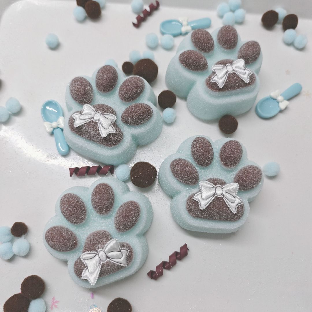 Handmade Silicone Cat's Paw Stress Relief Squishy Toy-- Blue & Brown