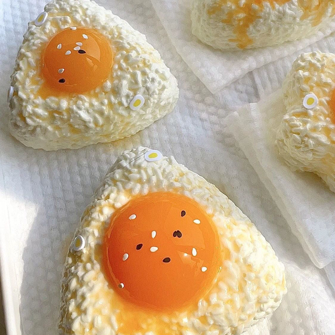 Handmade Silicone Rice Ball with Eggs Stress Relief Squishy Toy