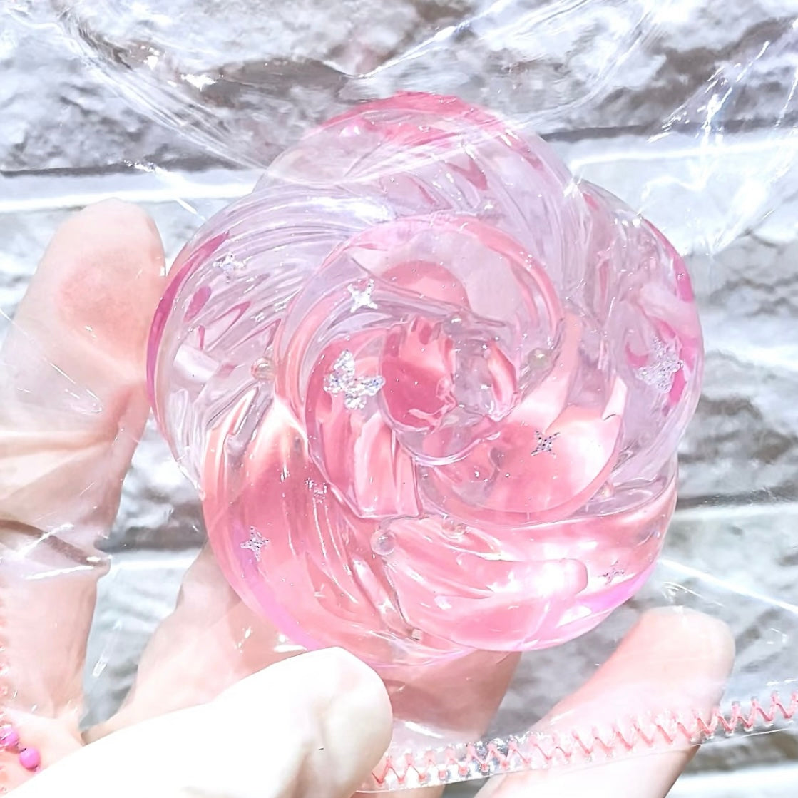 Transparent Crystal Flower Taba Squishy Toy