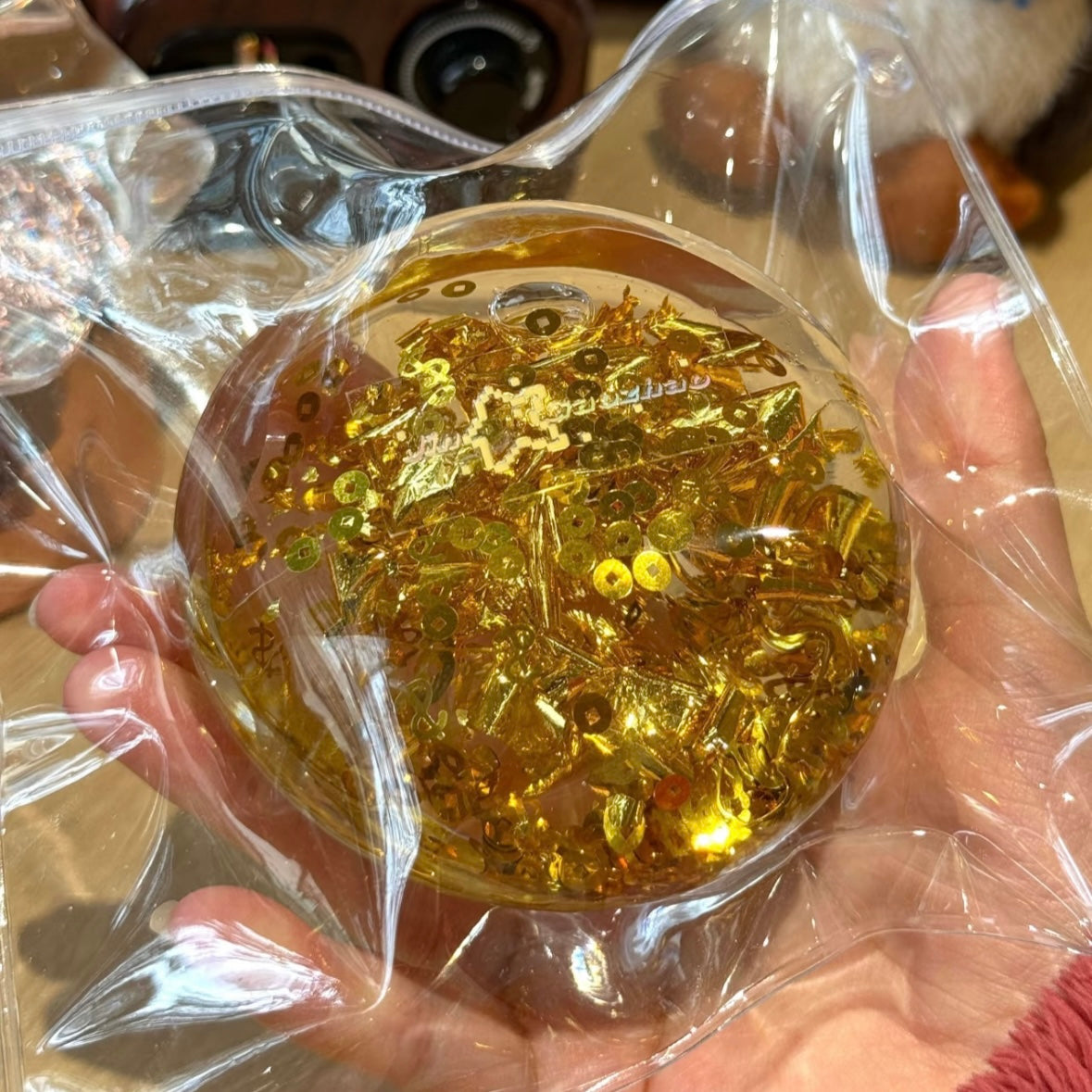 Handmade Transparent Gold Stress Ball Squishy Toy