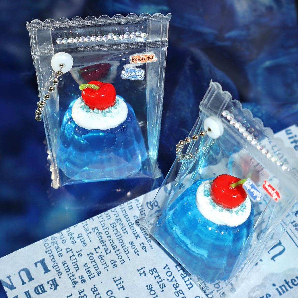Handmade Transparent Blue Pudding Taba Squishy Toy
