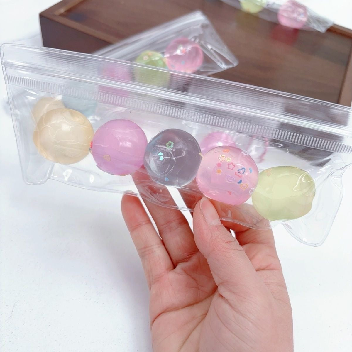 5 Colors Mini Handmade Transparent Stress Balls Taba Squishy Toy