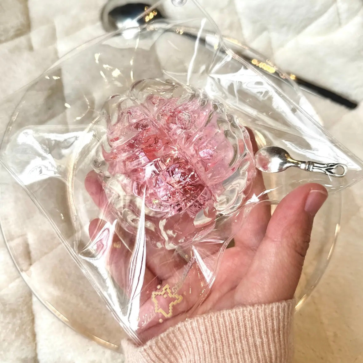 Handmade Transparent Strawberry Brain Taba Squishy Toy