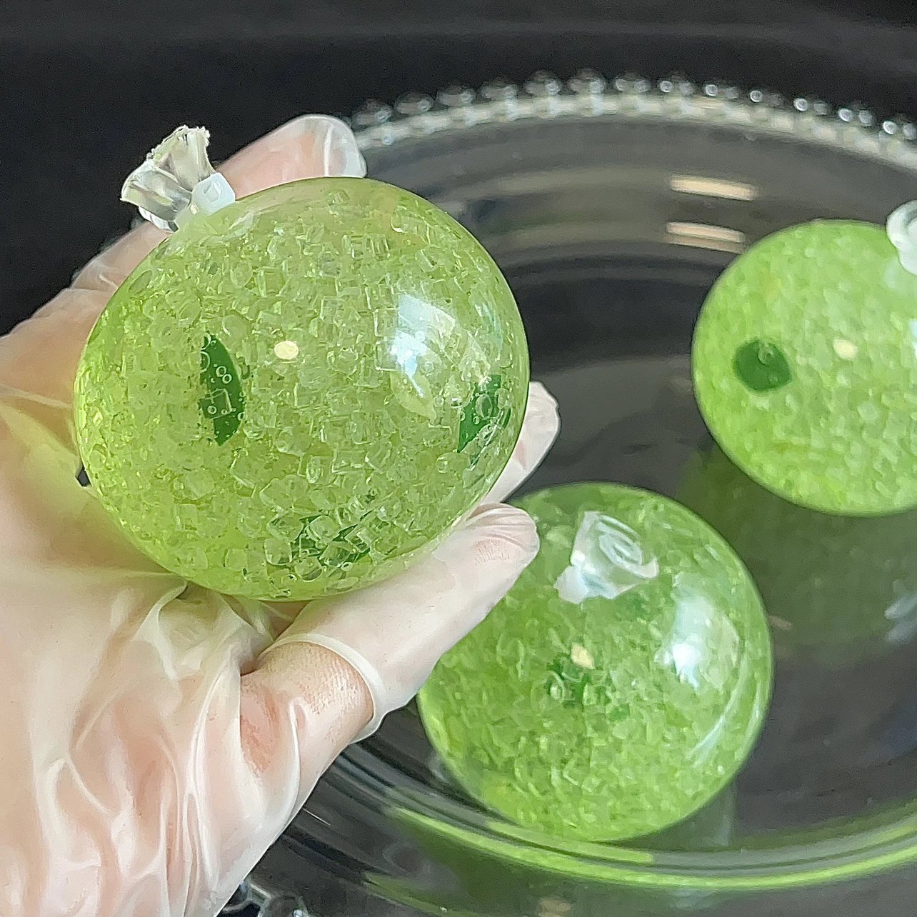 Green Ice Slag Handmade Stress Balls