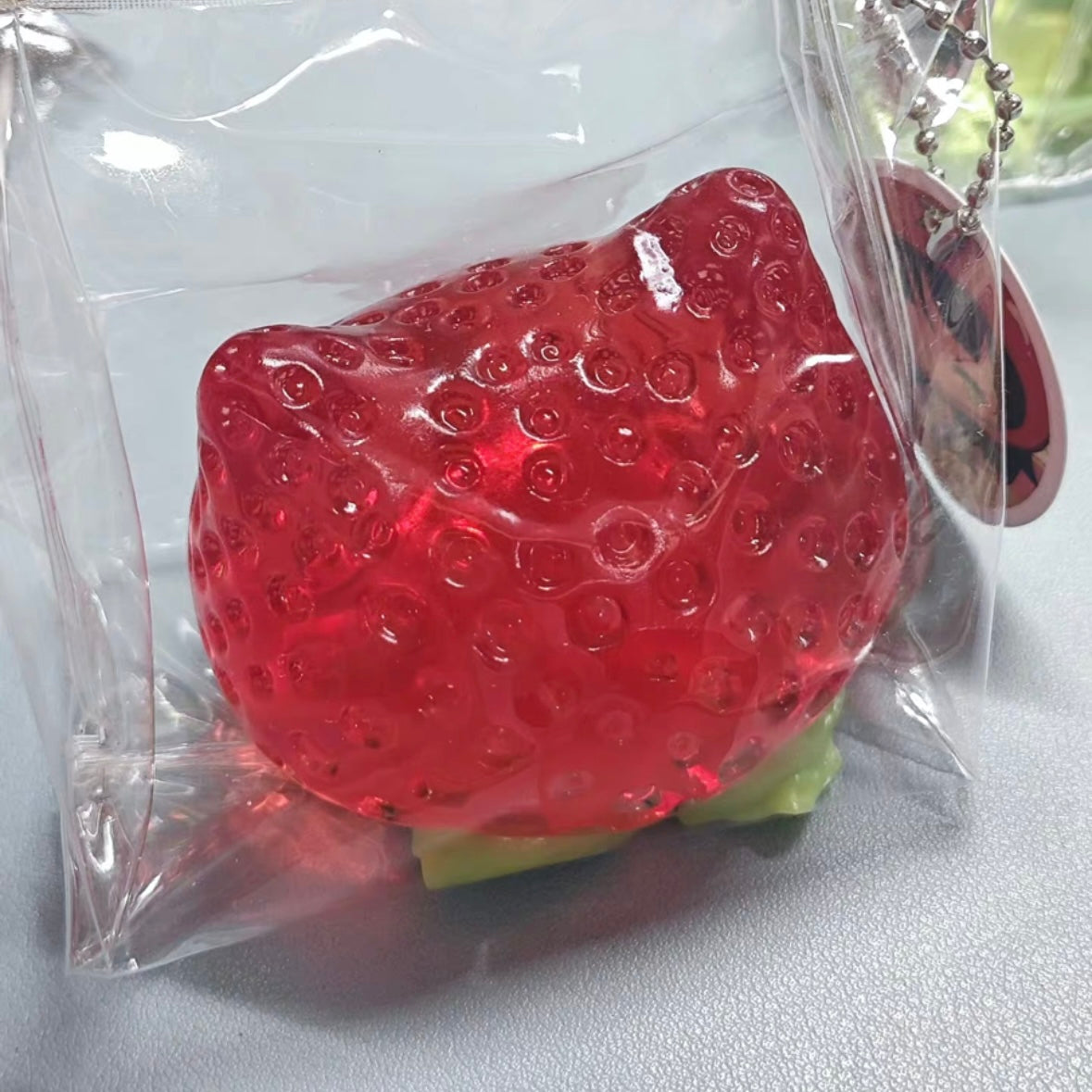 Handmade Transparent Cat Head Strawberry Taba Squishy Toy