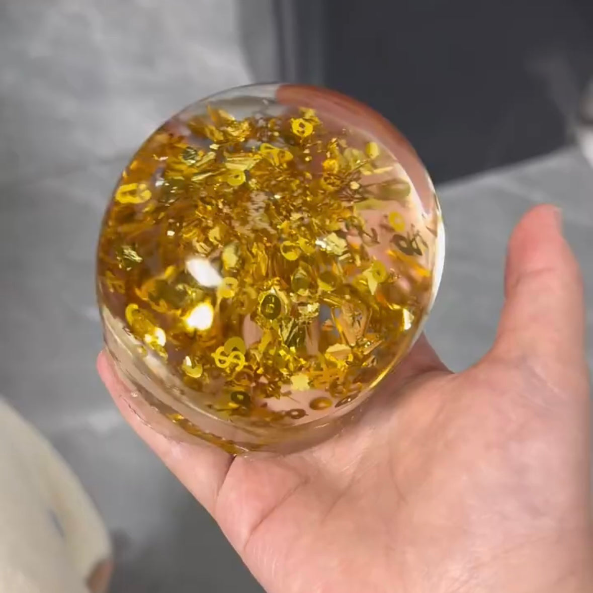 Handmade Transparent Gold Stress Ball Squishy Toy