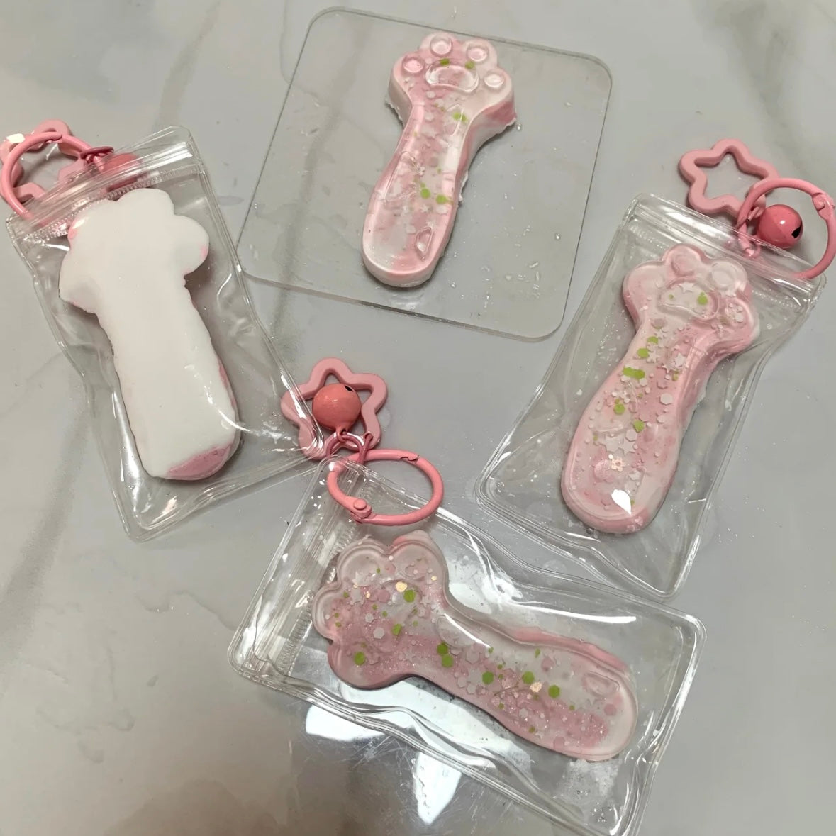 Mini Transparent Pink Cat's Paw Taba Squishy Toy