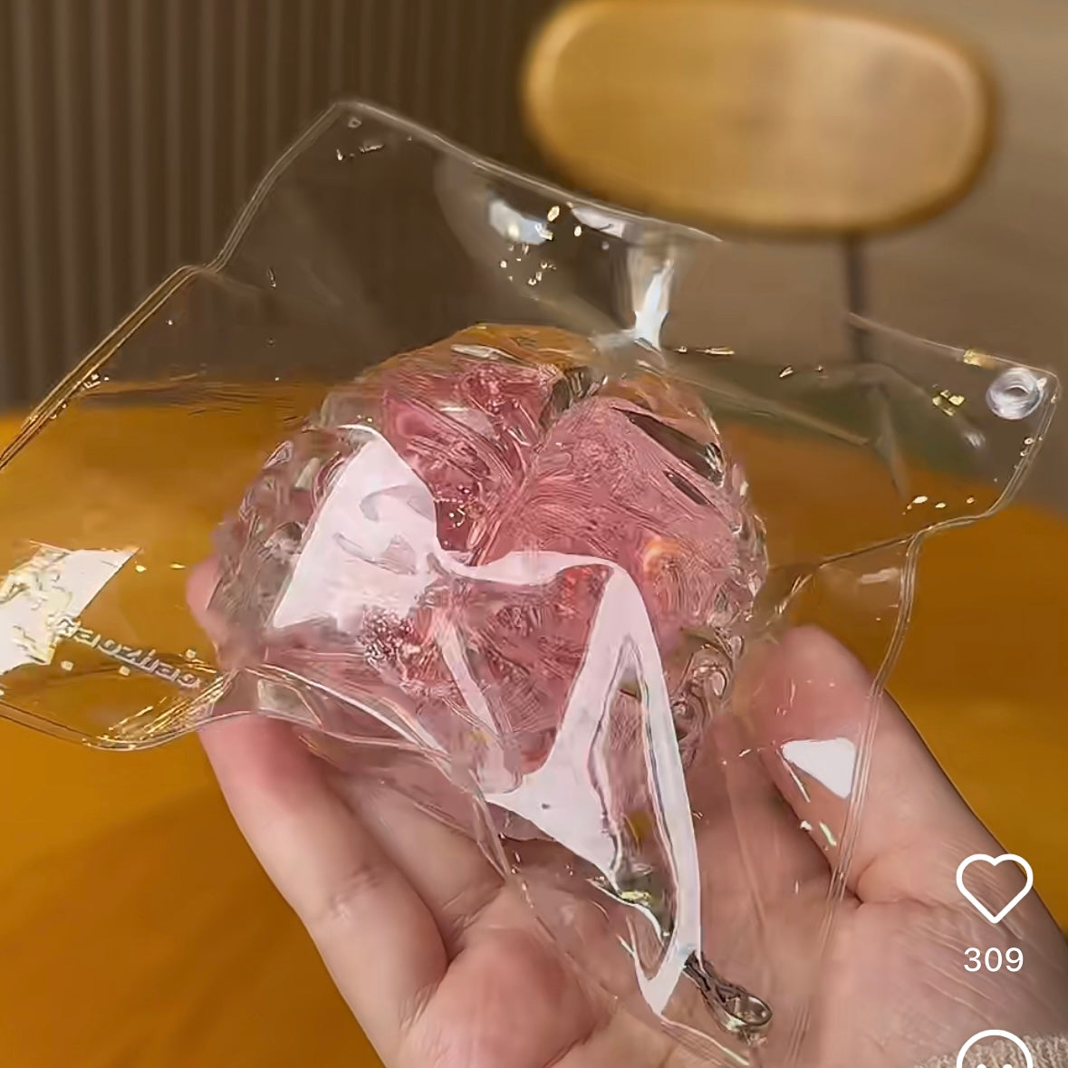 Handmade Transparent Strawberry Brain Taba Squishy Toy