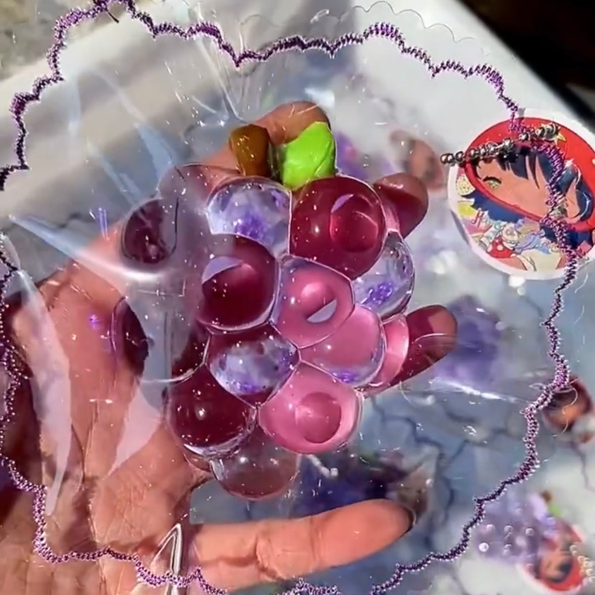 Transparent Green Grape & Banana Taba Squishy Toy