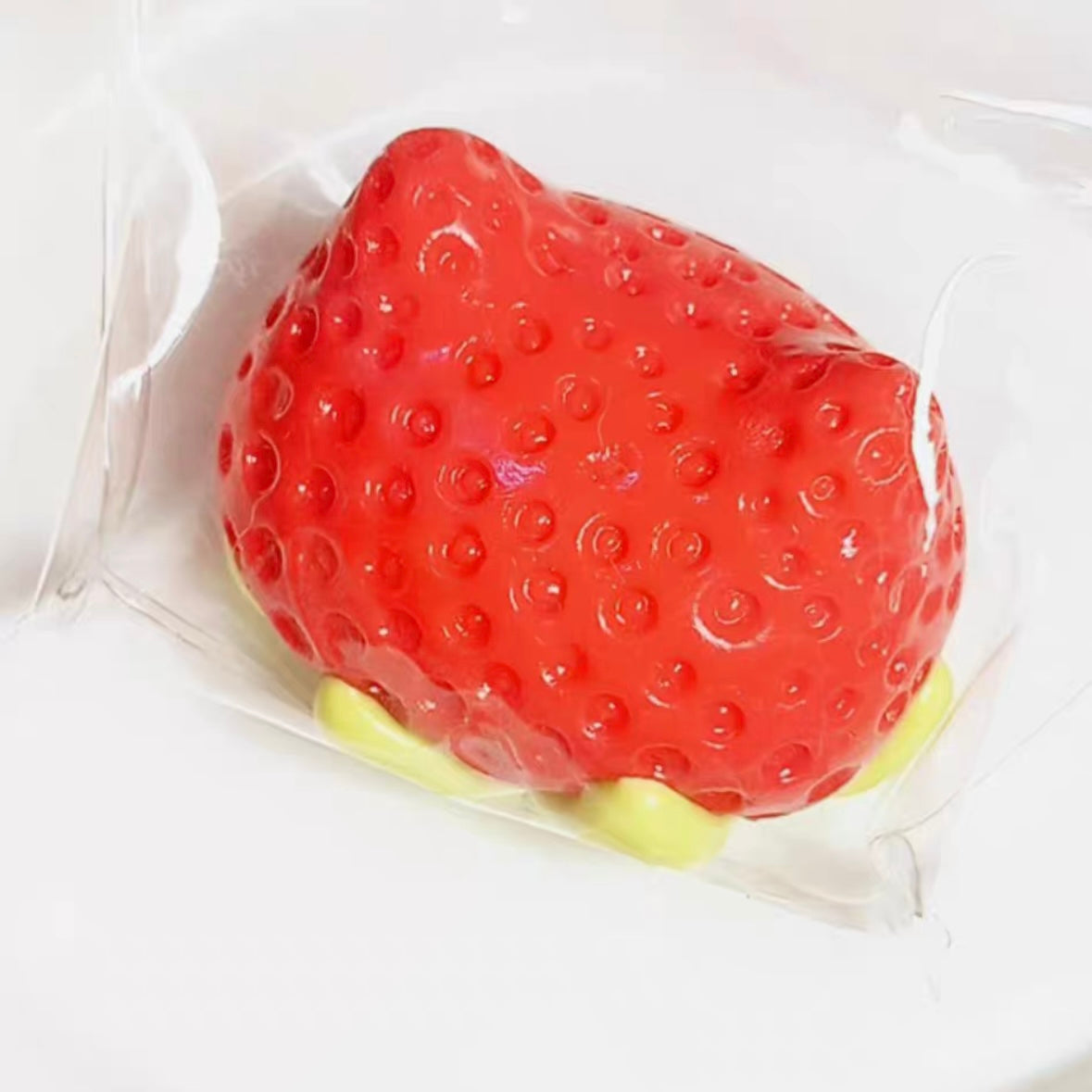 Handmade Transparent Cat Head Strawberry Taba Squishy Toy