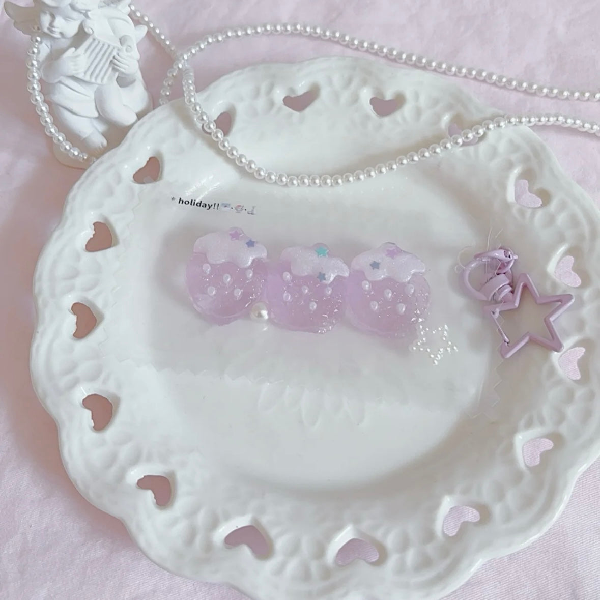 3pcs Mini Transparent Strawberry Taba Squishy Toy