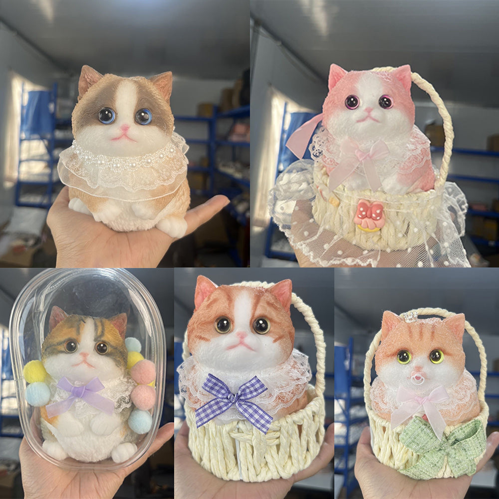 500g Handmade Silicone Kitty Cats Taba Squishy Toy with Bag