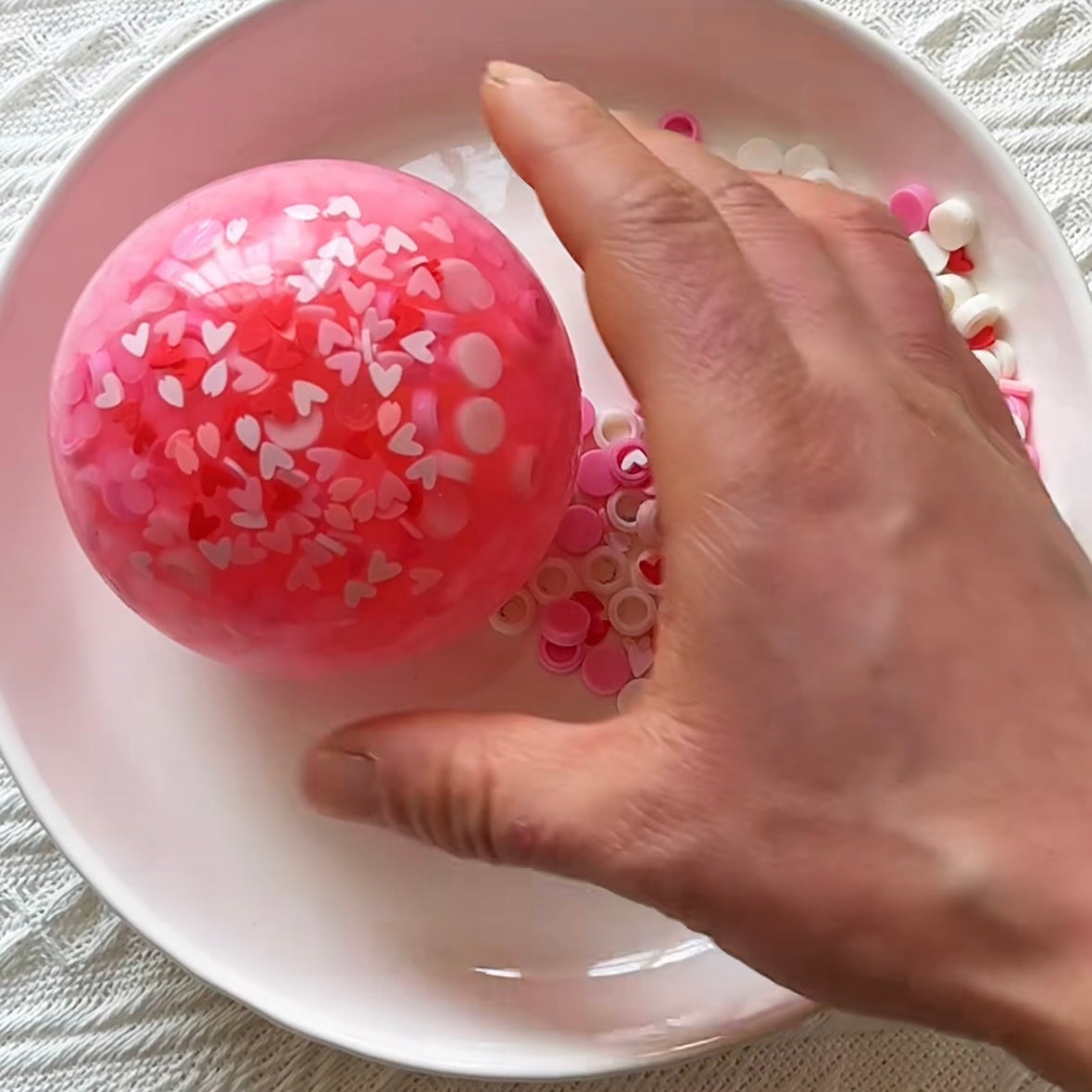 Handmade Pink & White Stress Ball