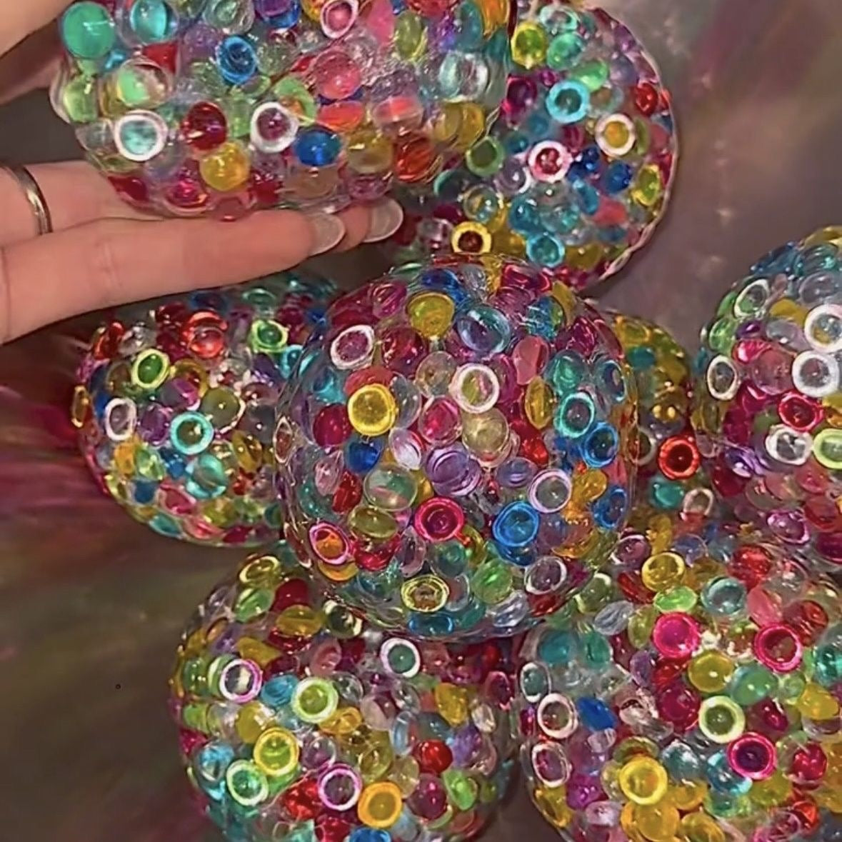 Rainbow Beads Handmade Stress Balls