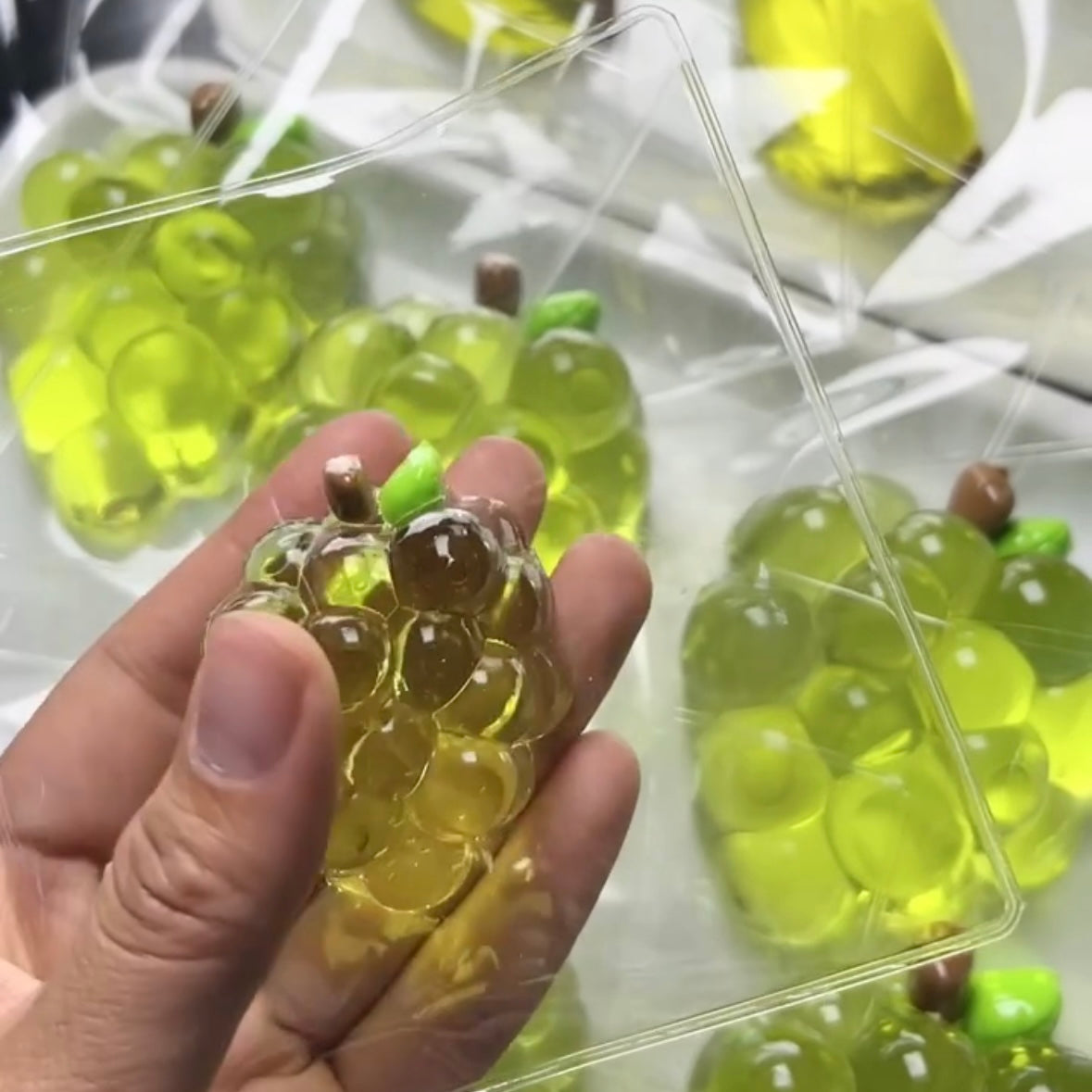 Transparent Green Grape & Banana Taba Squishy Toy