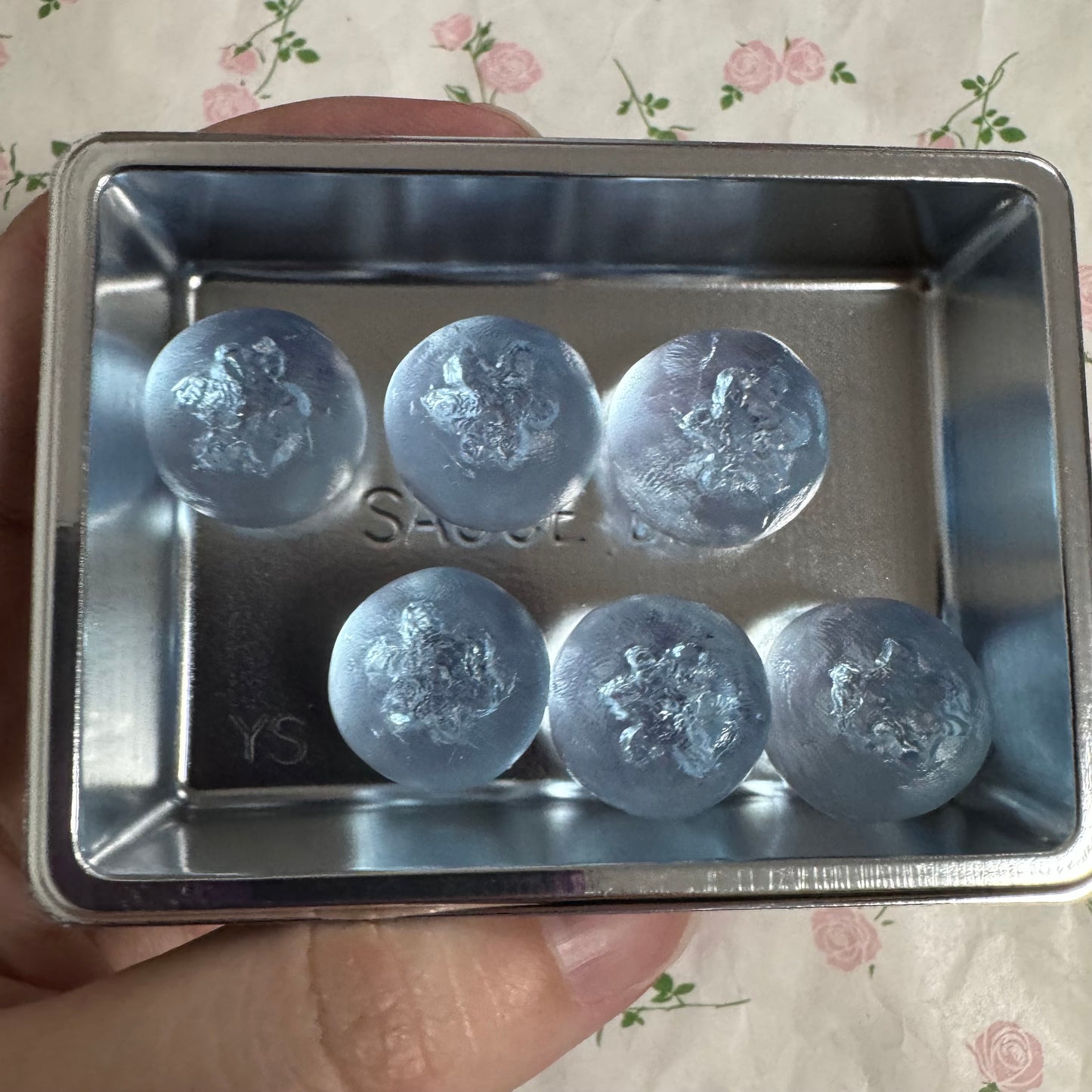6pcs Mini Blue Transparent Blueberry Taba Squishy Toy