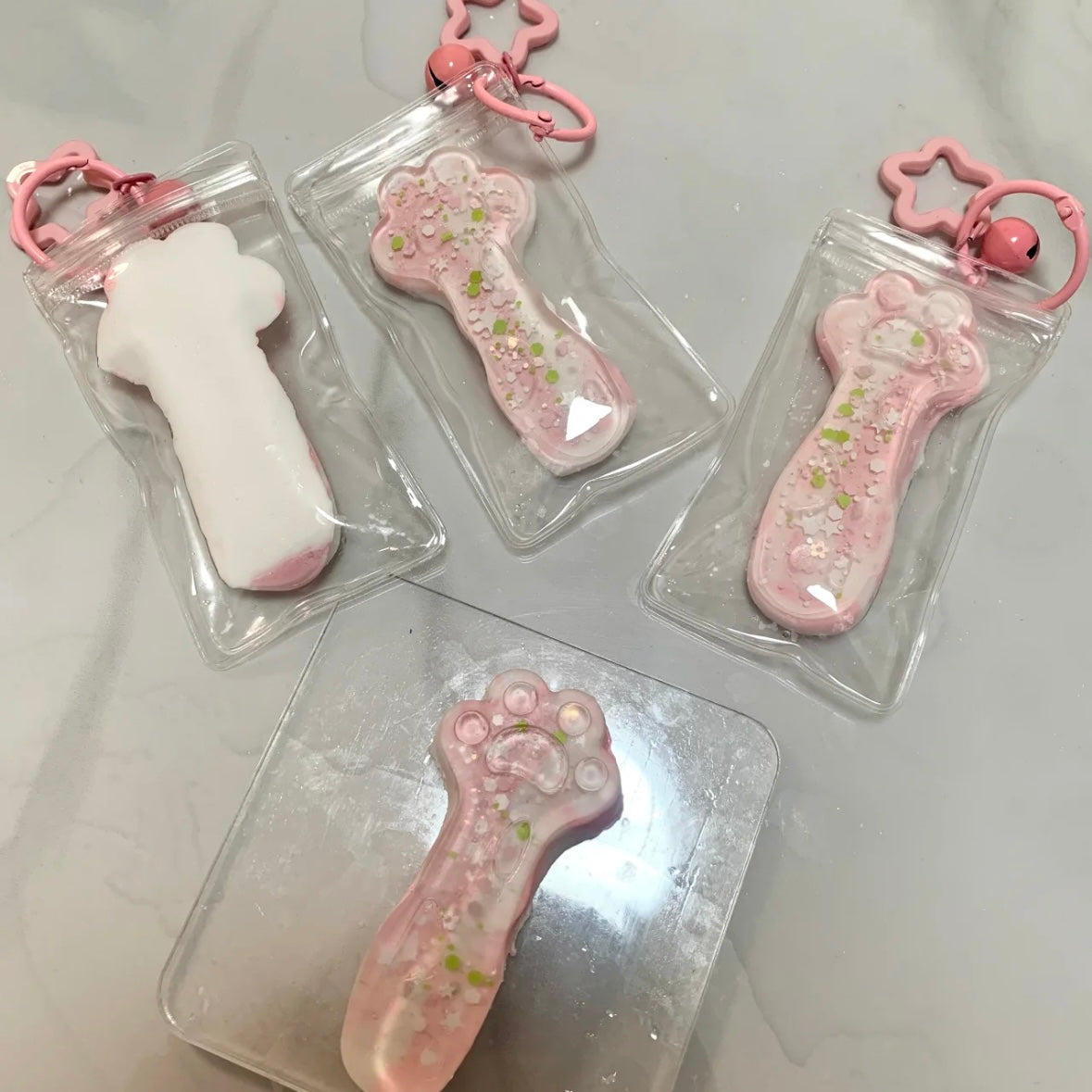Mini Transparent Pink Cat's Paw Taba Squishy Toy