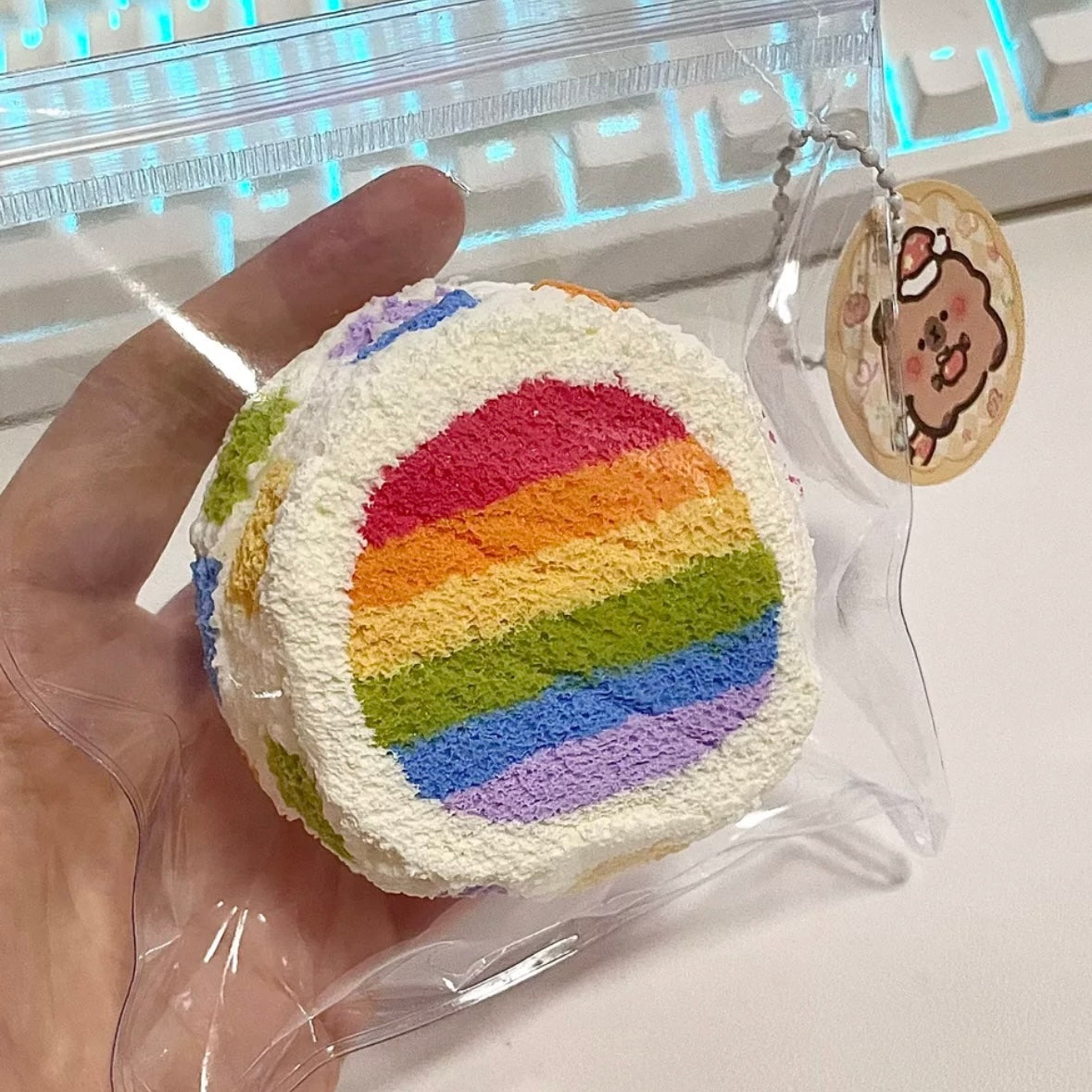 Handmade Rainbow Toast Taba Squishy Toy