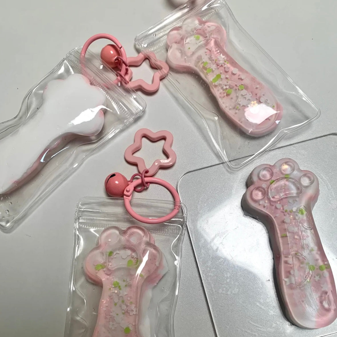 Mini Transparent Pink Cat's Paw Taba Squishy Toy
