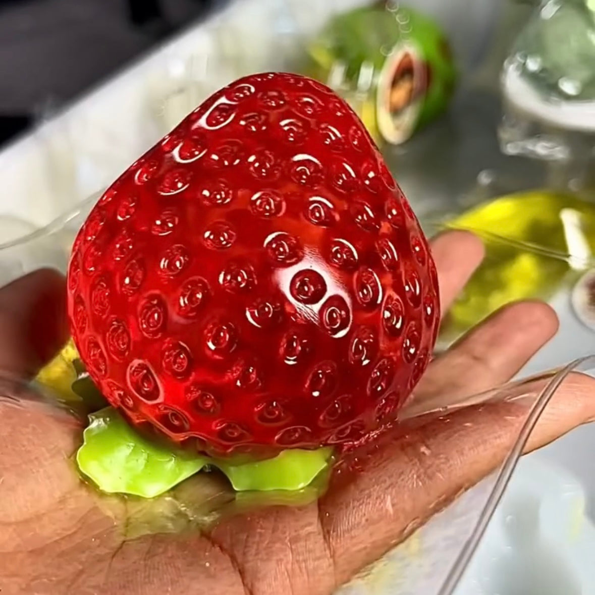 Transparent Strawberry Taba Squishy Toy
