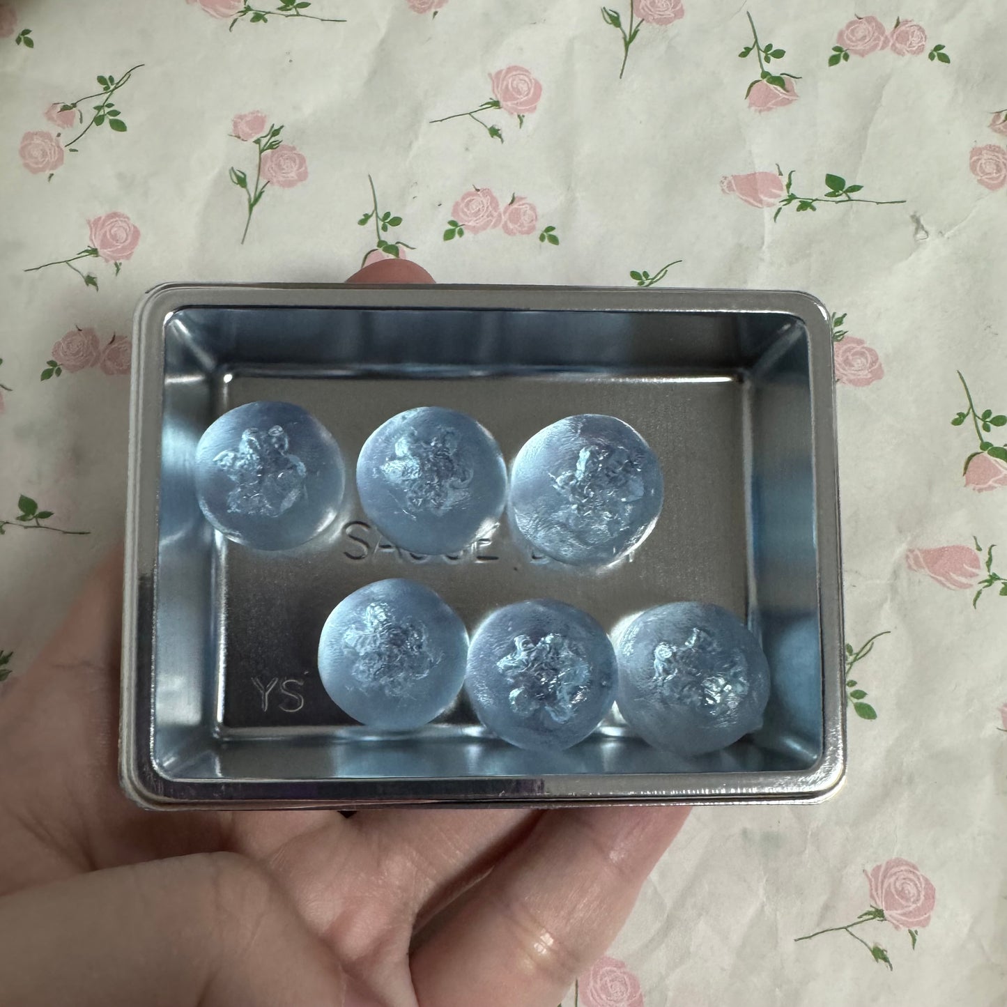6pcs Mini Blue Transparent Blueberry Taba Squishy Toy