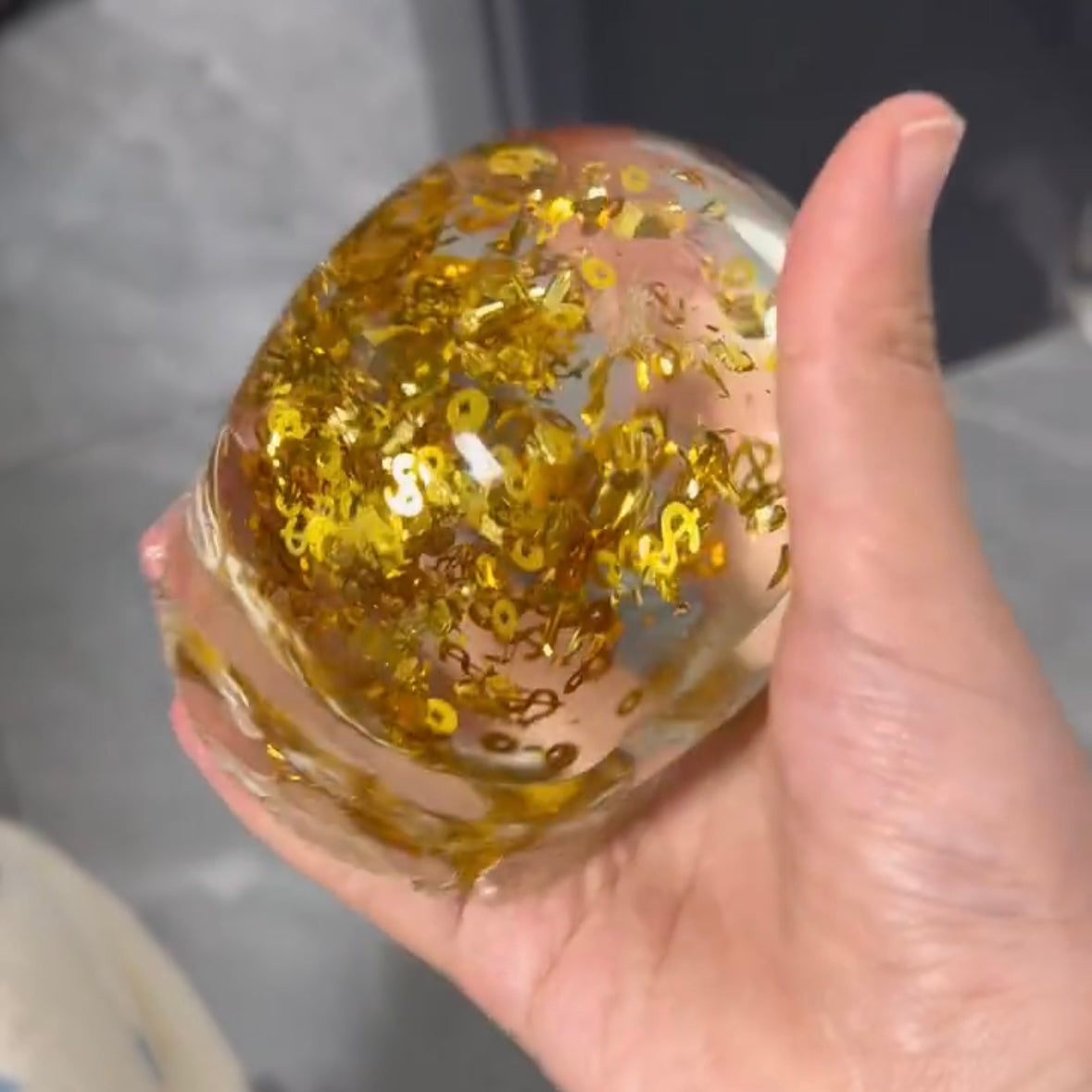 Handmade Transparent Gold Stress Ball Squishy Toy