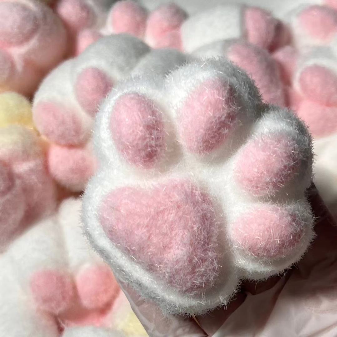 Handmade Silicone Cat’s Paw Stress Relief Squishy Toy with Flocking