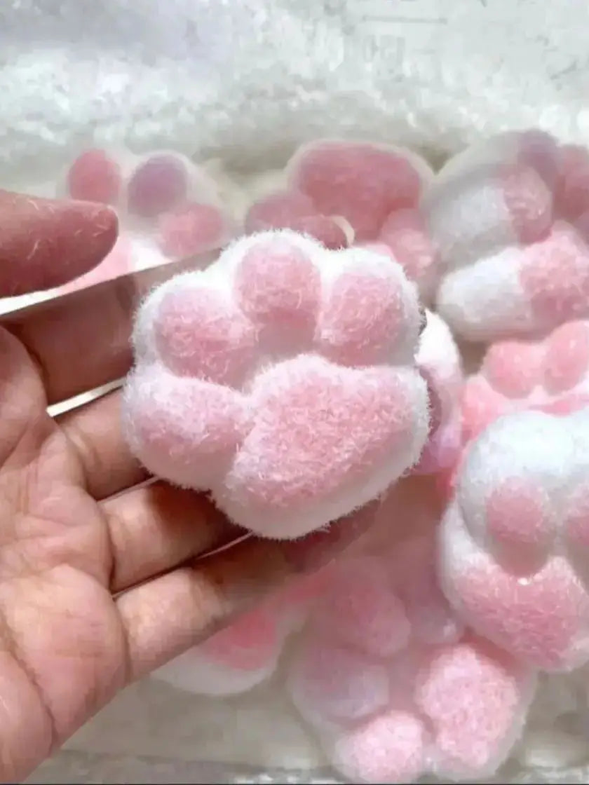 Handmade Silicone Cat’s Paw Stress Relief Squishy Toy with Flocking
