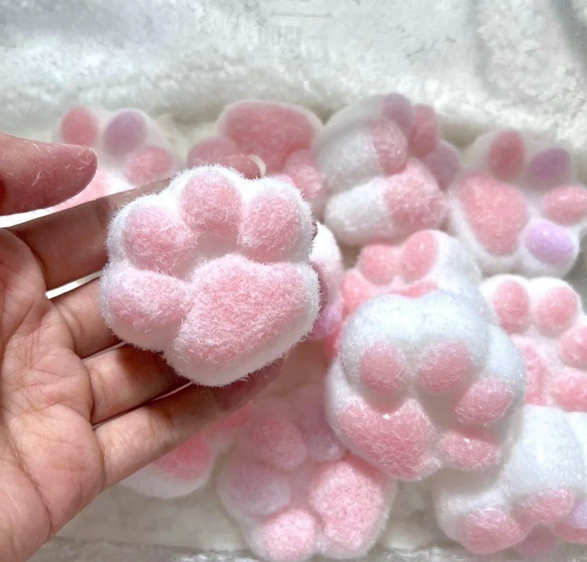 Handmade Silicone Cat’s Paw Stress Relief Squishy Toy with Flocking