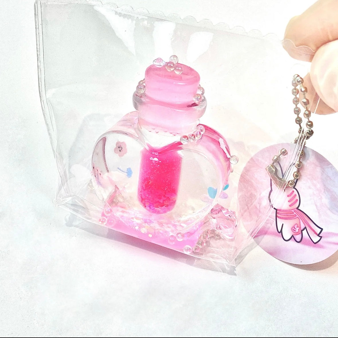 Transparent Heart Shape Wish Bottle Taba Squishy Toy