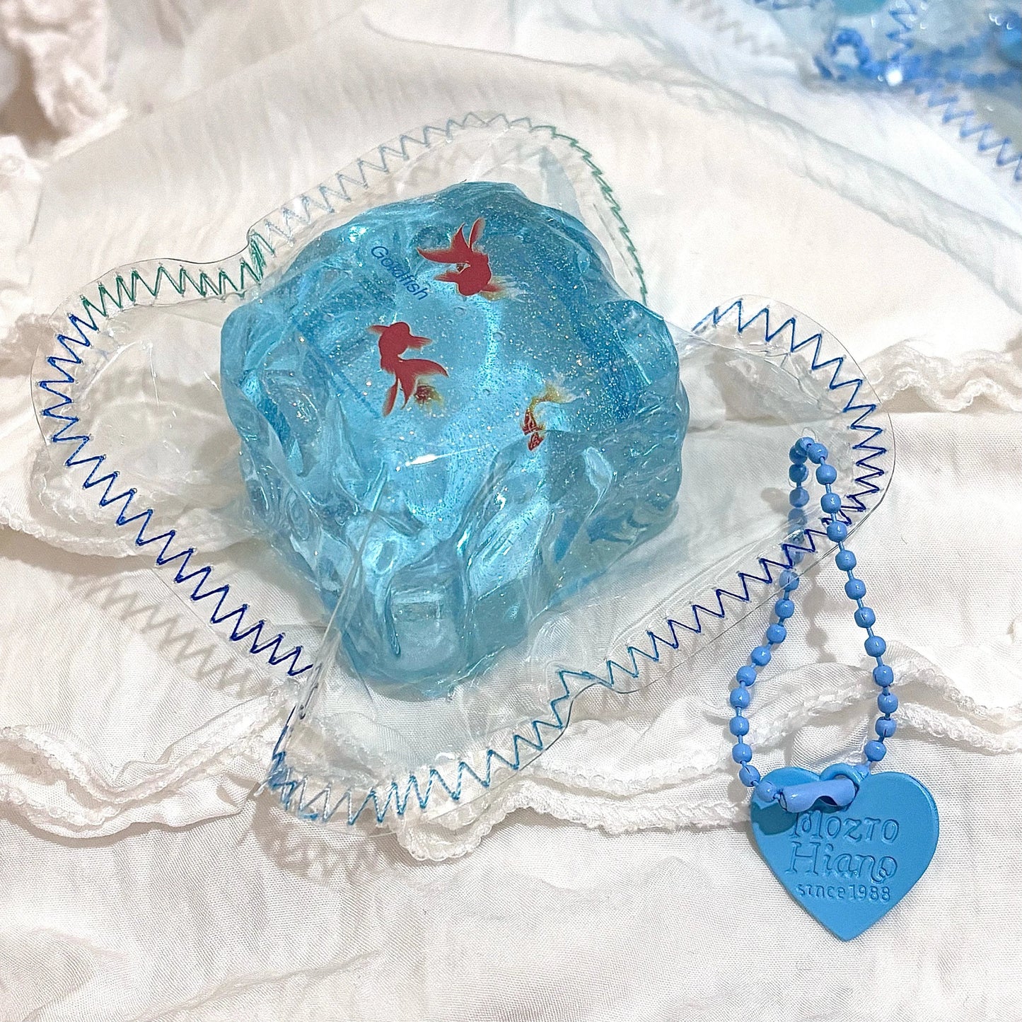 Transparent  Blue Goldfish Ice Cube Taba Squishy Toy