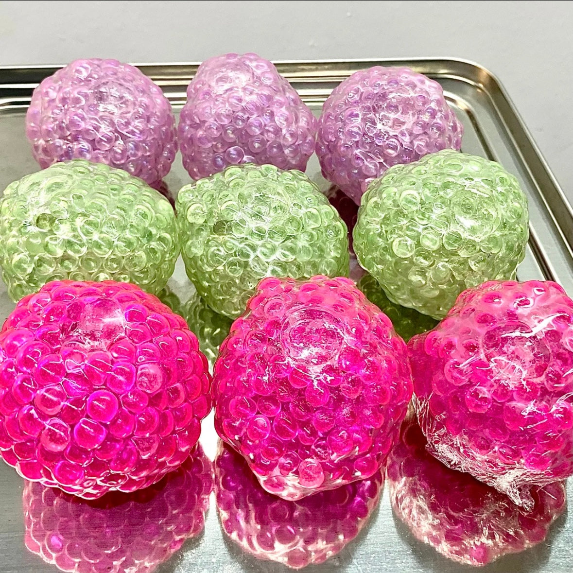 Rose Red / Purple / Green Bead Stress Ball