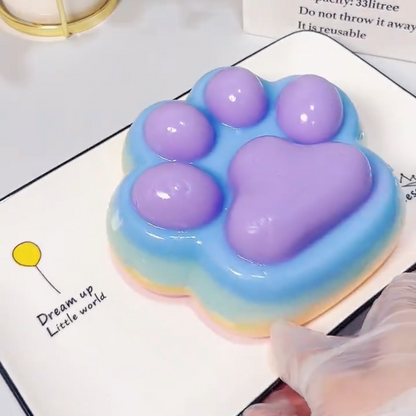 800g Handmade Silicone Large Rainbow Cat's Paw with Flocking