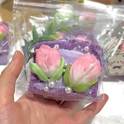 245g Handmade Purple Tulip Toast Taba Squishy Toy